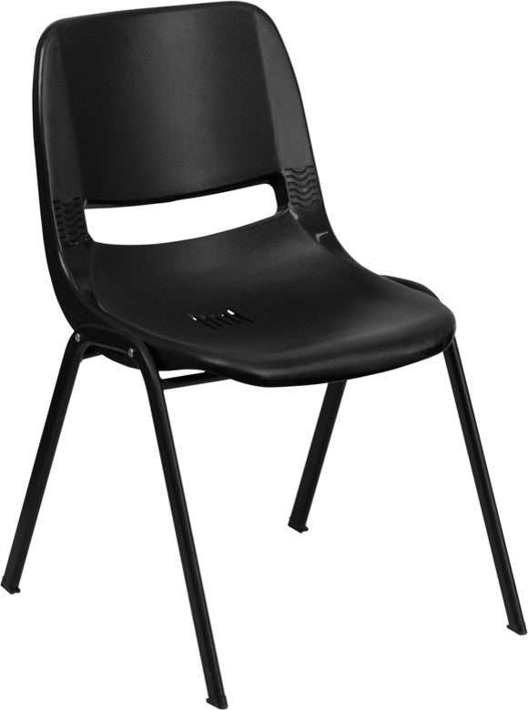 Black Plastic Stack Chair RUT-16-PDR-BLACK-GG