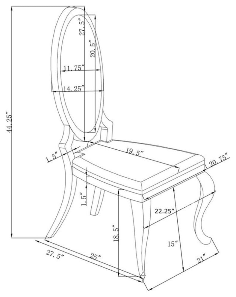 Pemberly Row 18.5" Faux Leather Side Chair in Cream and Chrome