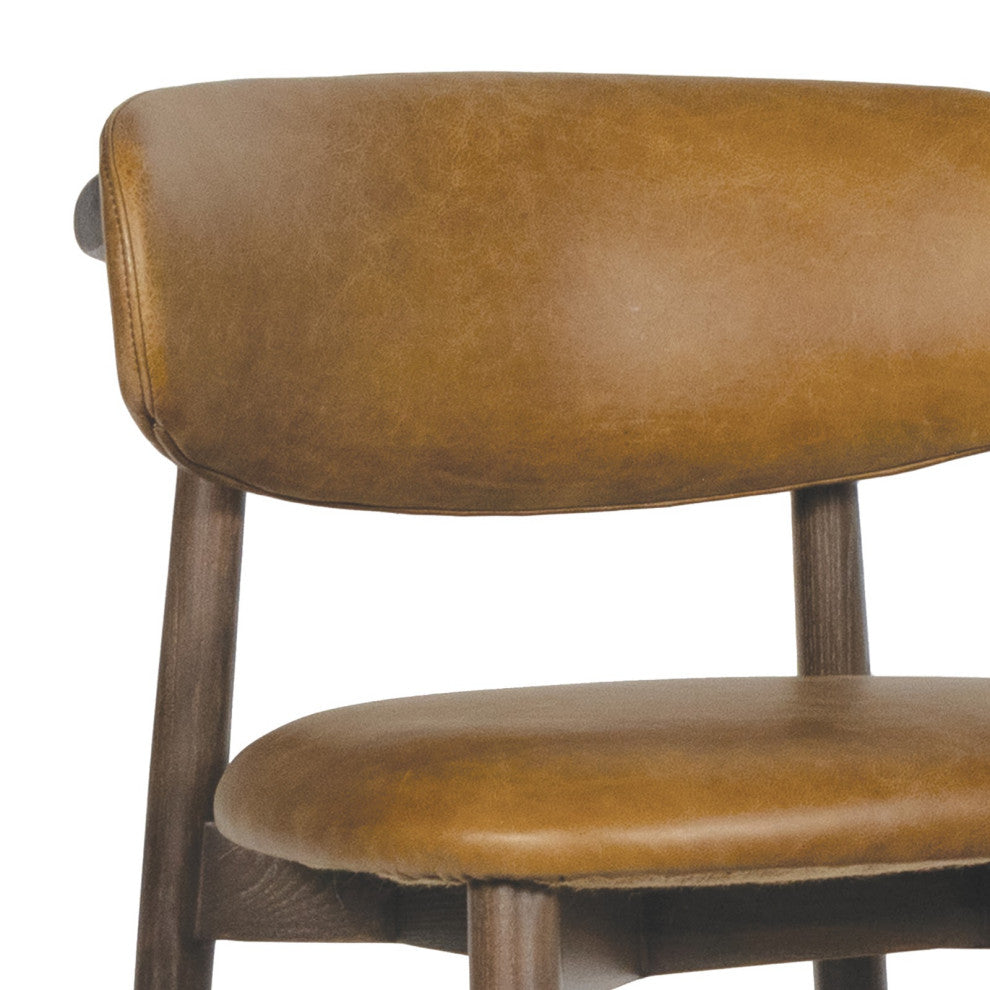 Ethan Leather Bar Stool, Brown