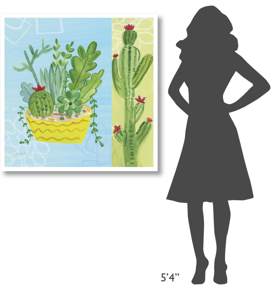 "Cacti Garden IV no Birds and Butterflies" Paper Print by Farida Zaman, 38"x38"