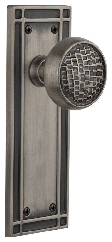 Mission Plate Privacy Craftsman Knob, Antique Pewter