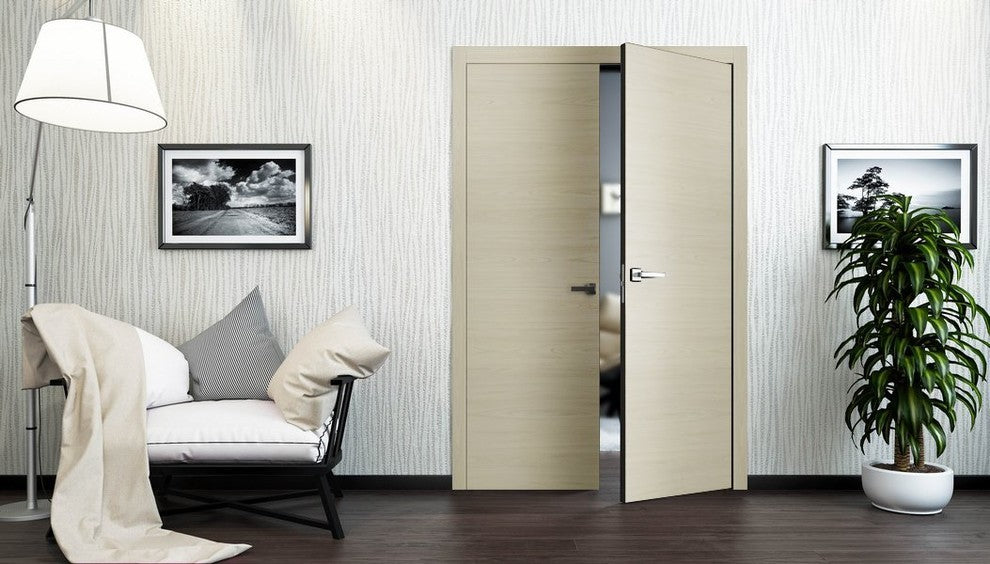 Pre-hung Closet French Double Doors 48 x 80 | Planum 0010 Milk Ash