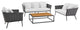 4-Piece Outdoor Patio Aluminum Sectional Sofa Set, Gray/White