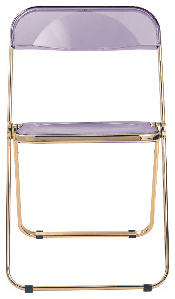 Lawrence Acrylic Folding Chair With Gold Frame, Magenta