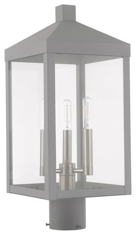 Livex Lighting Nordic Gray 3-Light Outdoor Post Top Lantern