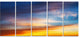 Sunset Dramatic Yellow Sky Clouds, Seashore Canvas Print, 60"x28", 5 Panels