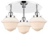 Oxford-3 Light 18" Flush Mount-Polished Chrome, Matte White Glass Shade