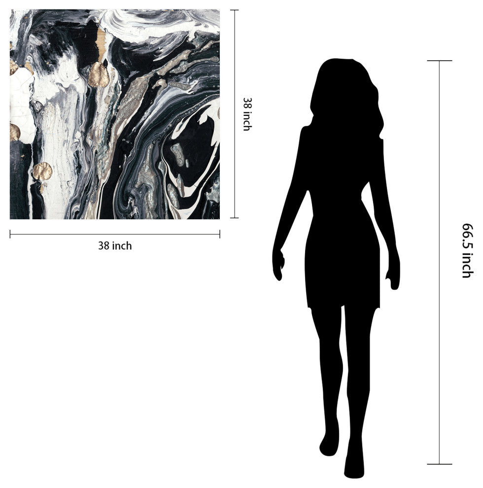 Black White Abstract Wall Art Printed on Frameless Free Floating Tempered Glass