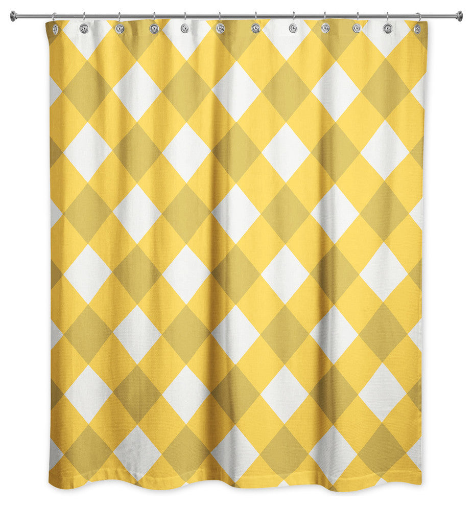 Yellow Plaid Shower Curtain