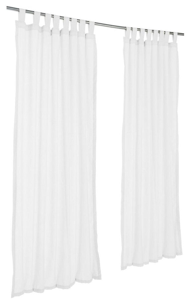 Snow Sheer Sunbrella Outdoor Single-Panel Curtain With Tabs, 96"x50"