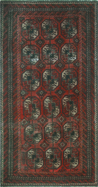 Vintage Distressed Uazira Red/Charcoal Runner, 3'3x6'3