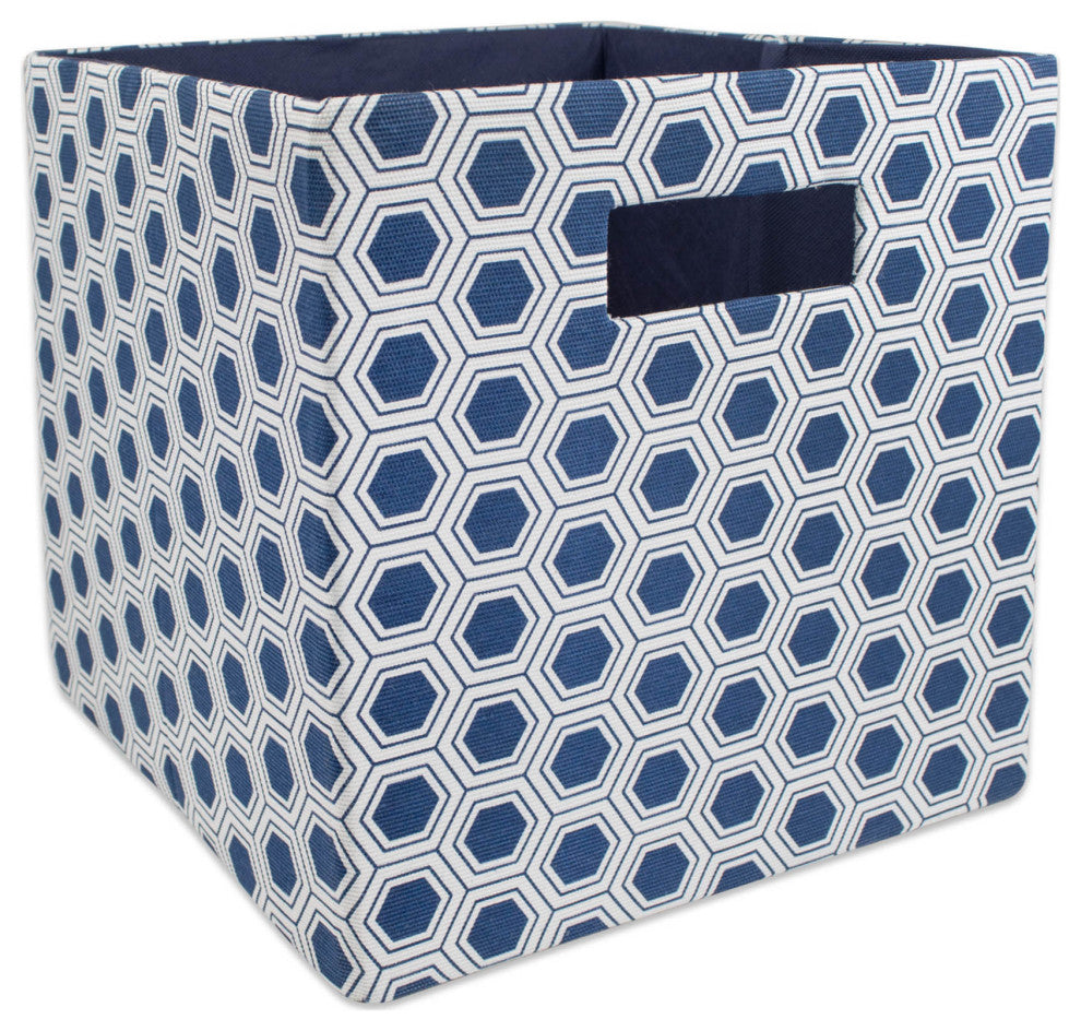 Polyester Cube Honeycomb Nautical Blue Square 13"x13"x13"