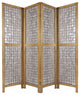 84" Clear Capiz Mother of Pearl Folding Three Panel Screen Room Divider