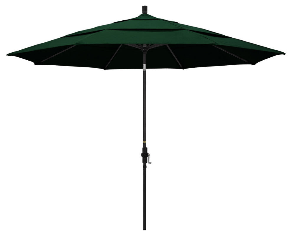 11' Aluminum Umbrella Collar Tilt Matted Black, Hunter Green