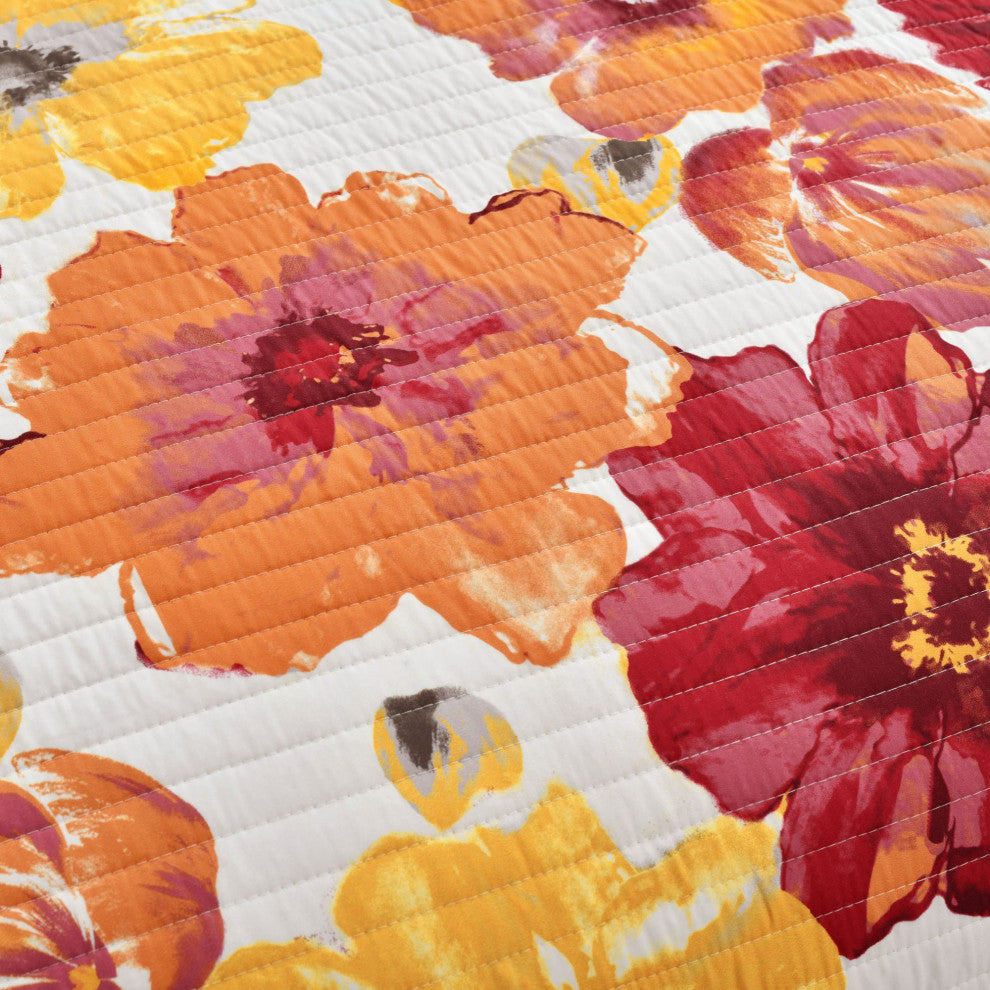 Leah Reversible 3-Piece Quilt Set, Red/Orange, King