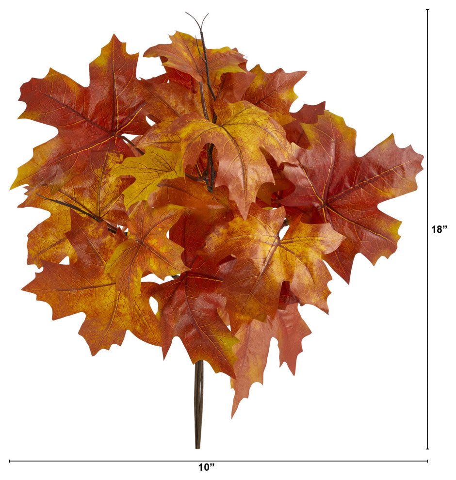 18" Autumn Maple Leaf Artificial Flower, Set of 2
