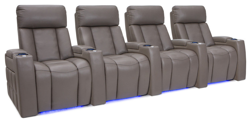 Seatcraft Summit Home Theater Seating, Light Gray, Row of 4