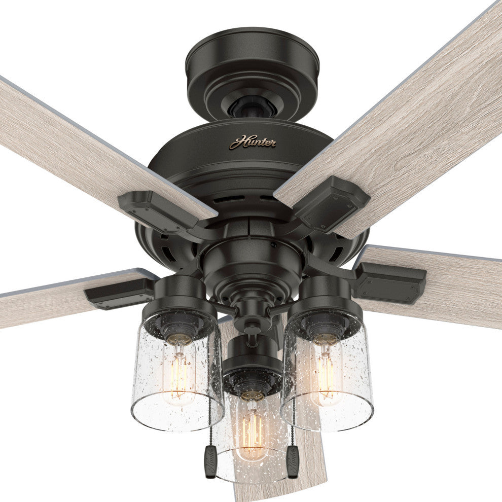 Hunter 52" Hartland Noble Bronze Ceiling Fan With LED Light Kit and Pull Chain