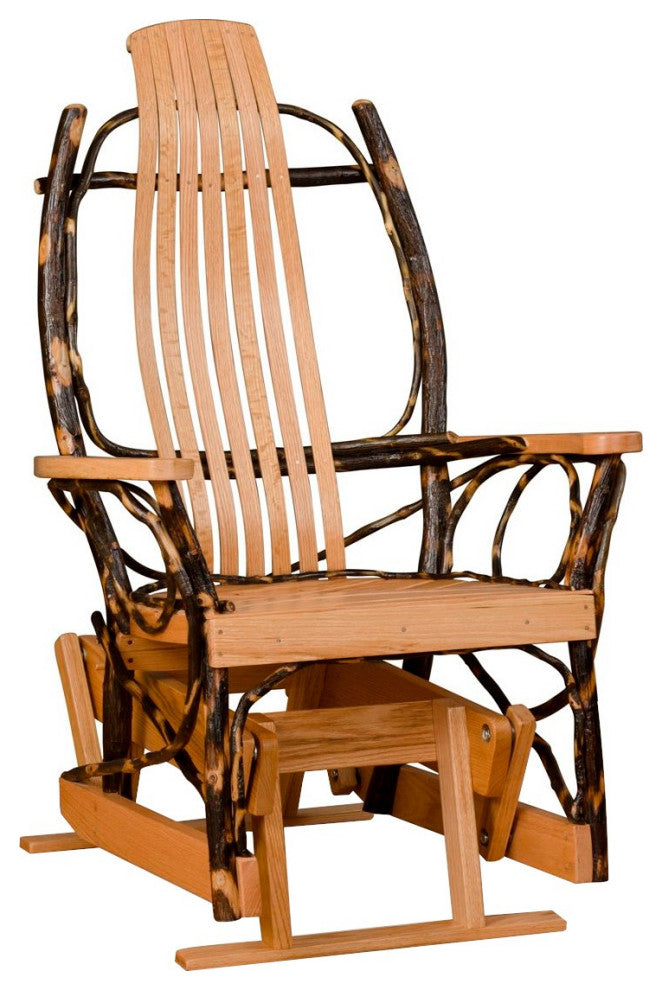 Hickory Log Glider with Oak Arms, Hickory & Oak