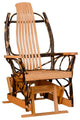Hickory Log Glider with Oak Arms, Hickory & Oak