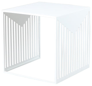 LeisureMod Cisco Modern Square Steel Side Table, White