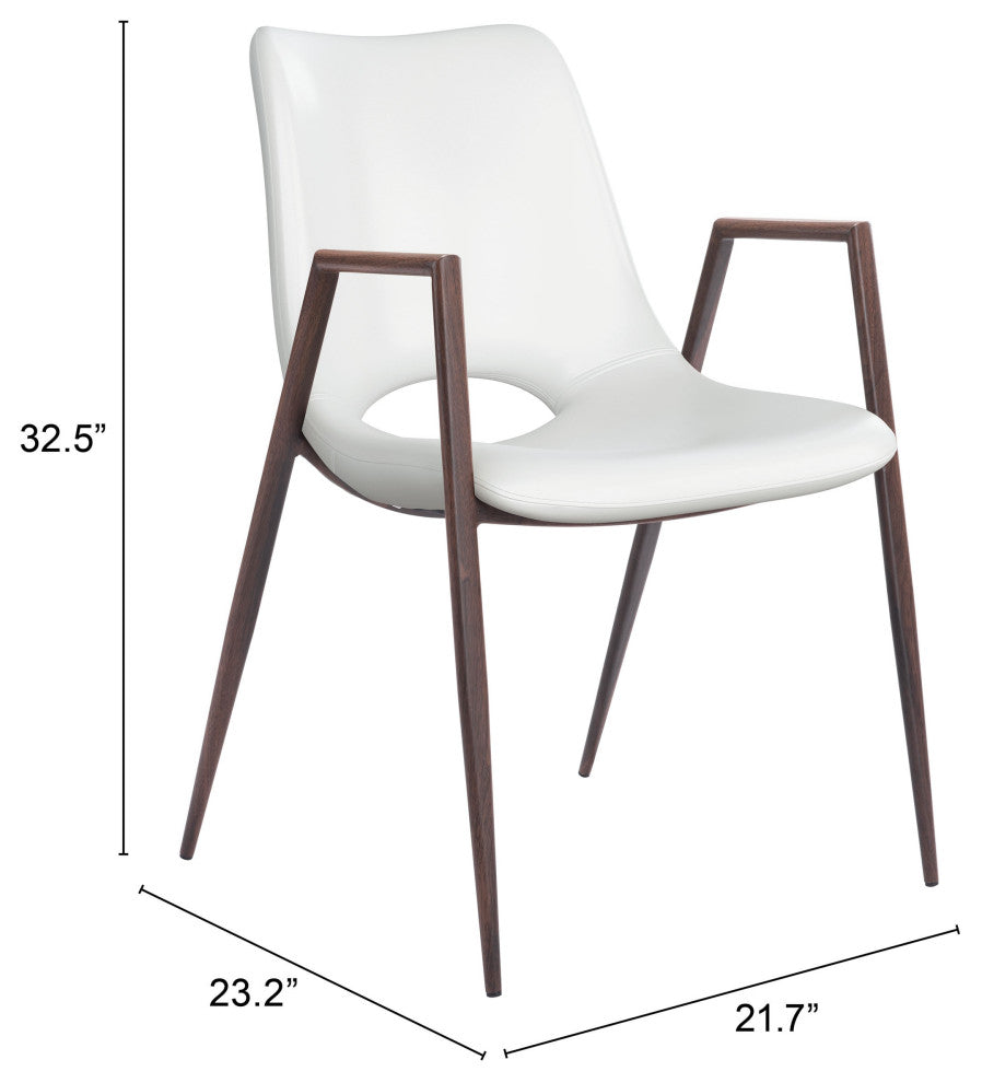 Desi Dining Chair, Set of 2 White/Walnut