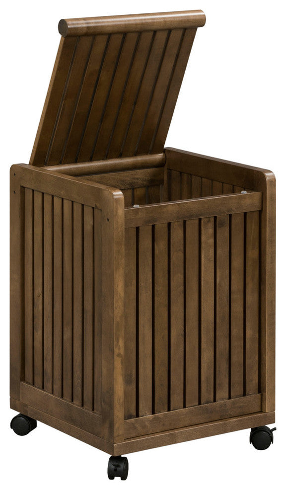 Abingdon Mobile Hamper With Lid, Antique Chestnut