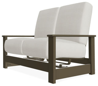 Leeward Deep Seat Outdoor Loveseat with Hidden Motion, Grasscloth Buff/Beachwood