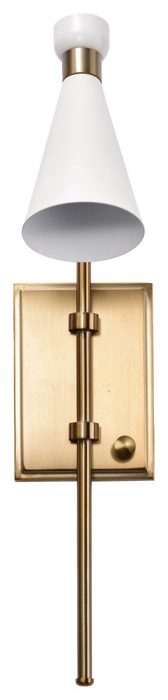 Prospect 1-Light Wall Sconce, Matte White With Burnished Brass