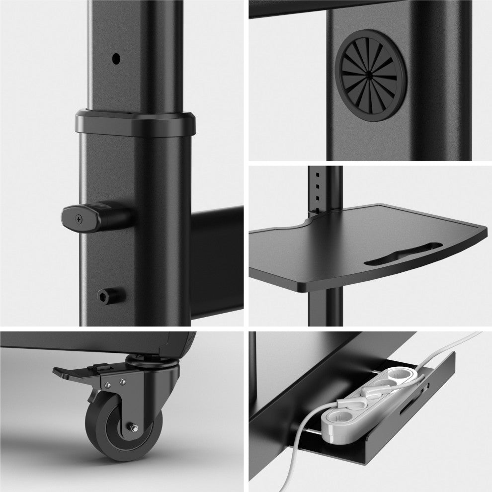 ONKRON Portable TV Stand with Wheels for 50-90 Inch TVs up to 220 Lbs, black