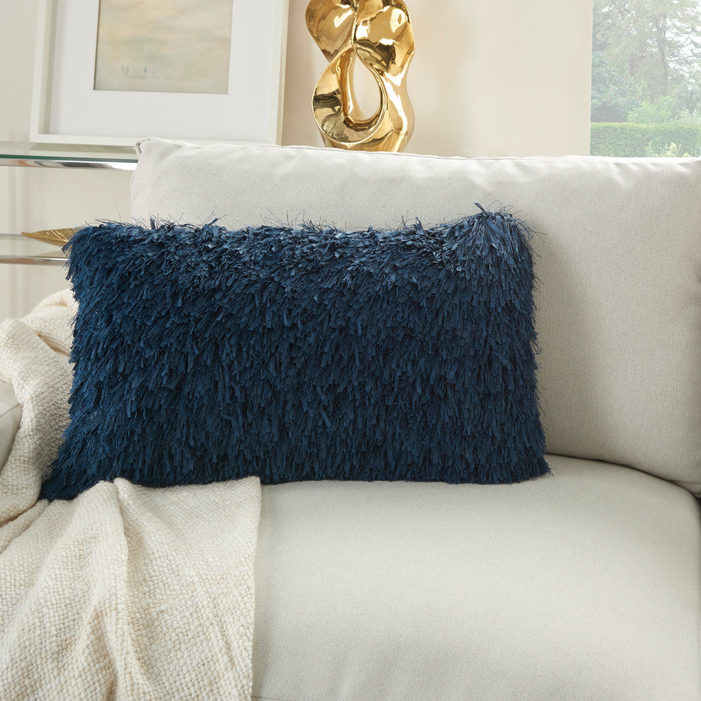 Mina Victory TL048 Throw Pillow, Navy, 14" x 24"