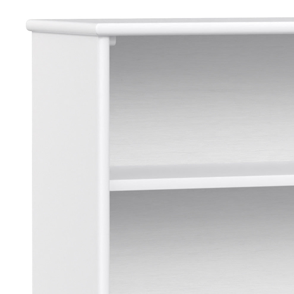 Draper Solid Hardwood Mid Century Low Bookcase, White