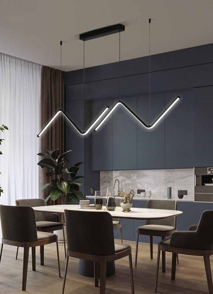MIRODEMIÂ® Gilette | Black/Gold LED Pendant Lighting for Dining Room, Black