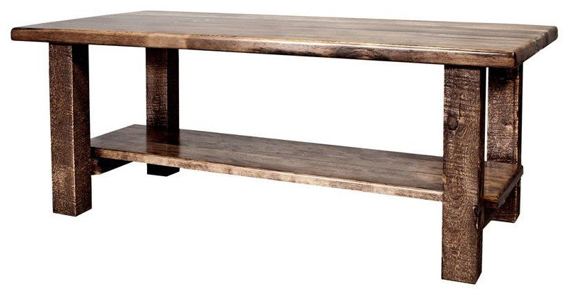 Montana Woodworks Homestead Wood Coffee Table with Shelf in Brown