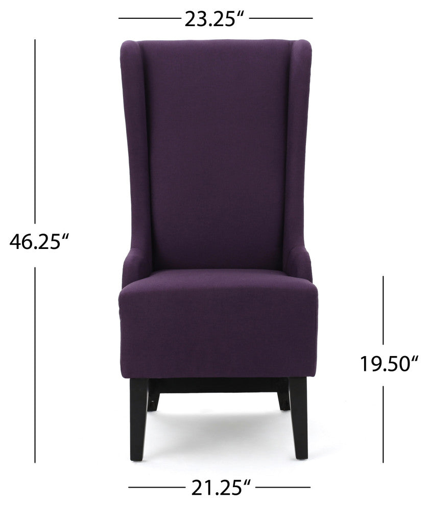 GDF Studio Sheldon Traditional Design High Back Fabric Dining Chair, Plum