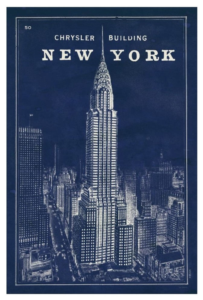 "Blueprint Map New York Chrysler Building" Paper Print by Sue Schlabach, 22"x32"