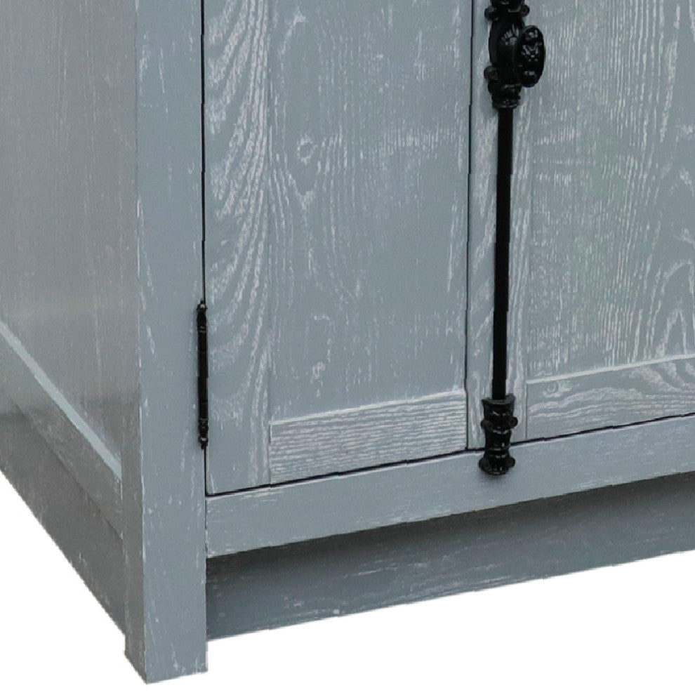 55" Double Vanity, Gray Ash With White Carrara Marble, Mirrors & Rectangle Sinks