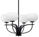 Cavella 4 Light Chandelier, Matte Black Finish, 7" White Muslin Glass