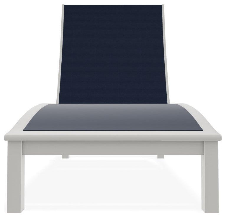 Bazza Sling 4-Position Contour Outdoor Chaise Lounge, Navy/Snow