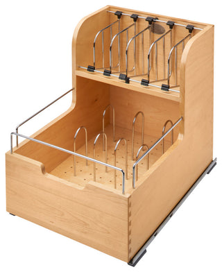 Wood Base Cabinet Food Storage Pull Out Organizer With Soft Close, 14.5"