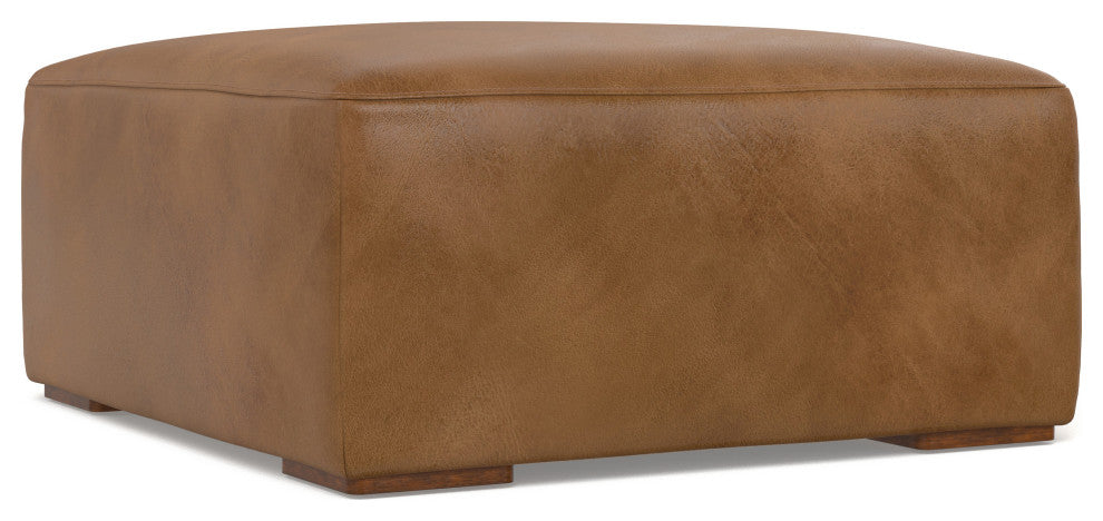 Rex Left Corner Sectional Modular Sofa with Ottoman in Genuine Leather