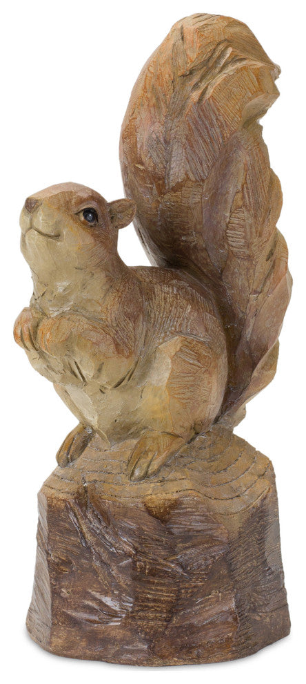 Perched Squirrel on Tree Stump Figurine, 2-Piece Set