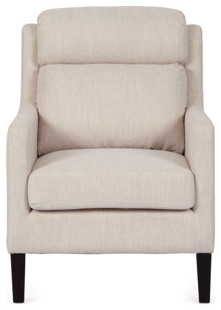 Anson Pillow Tufted Club Chair, Beige/Dark Brown, Fabric