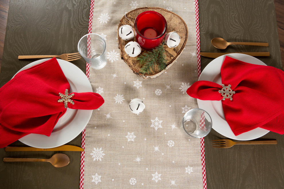Red Reindeer Embroidered Table Runner