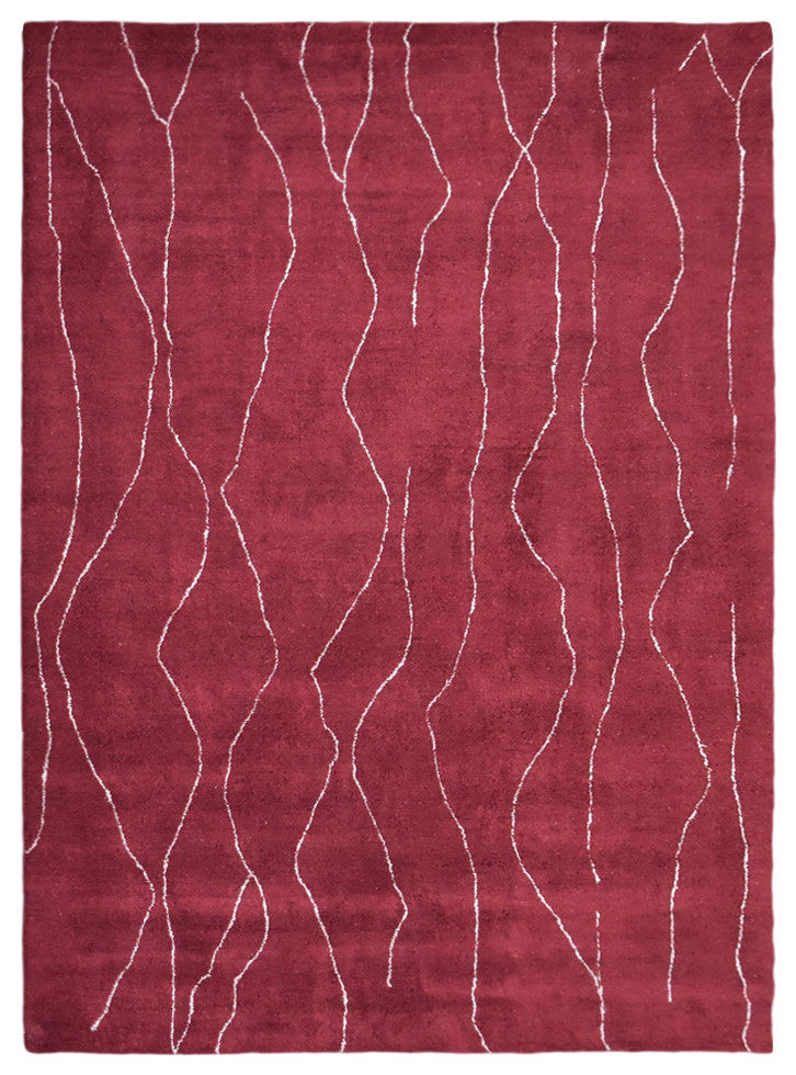 HAND KNOTTED LOOM SILK ECO-FRIENDLY RUGS-8'x10',Rectangle,Red White,Contemporary