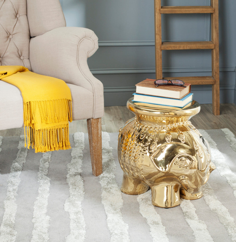 Safavieh Ceramic Elephant Stool, Gold