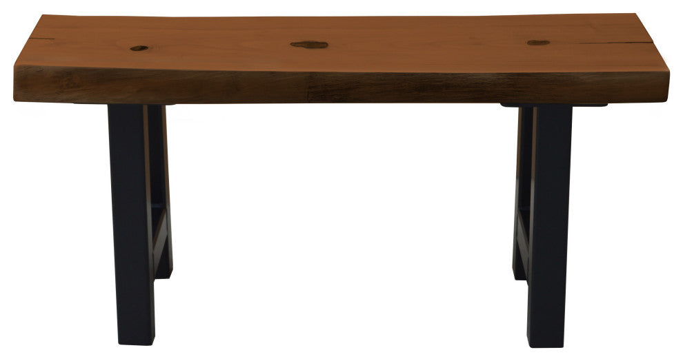 Live Edge Locust Ridgemont Bench, Mushroom Stain, 3 Foot