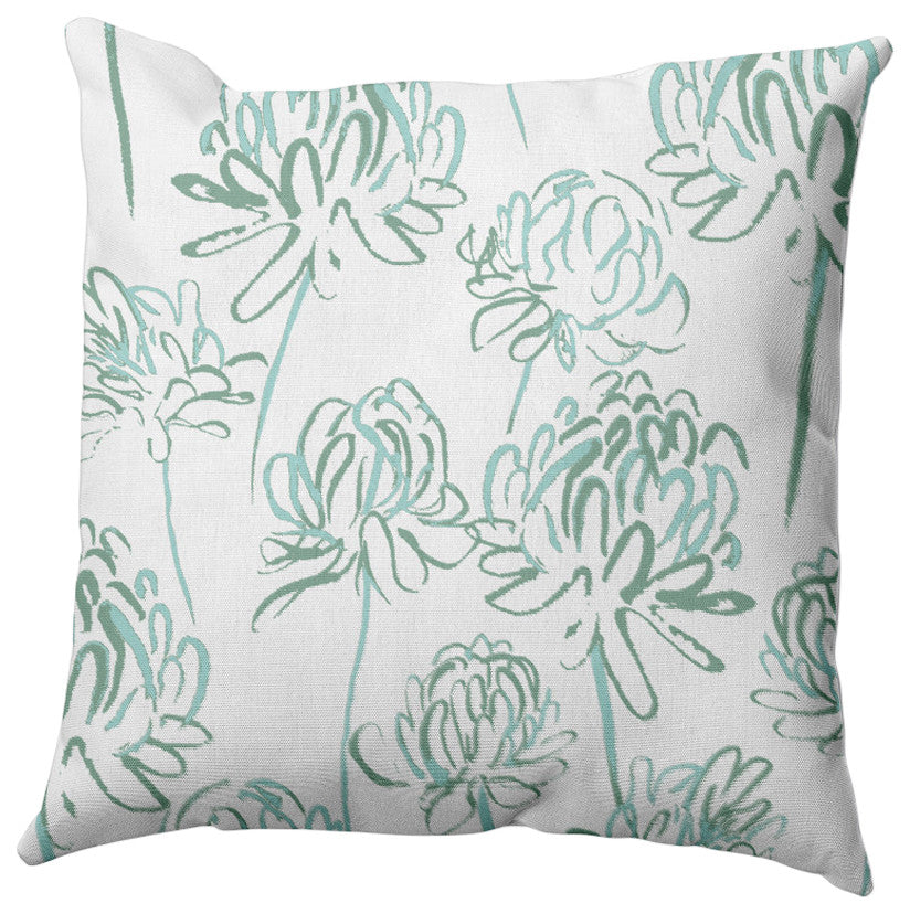 Blossom Bouquet Pillow, Green, 18"x18"