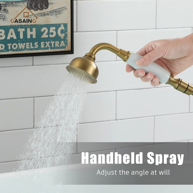 Freestanding Bathtub Faucet Hand Shower Vintage Floor-Mount Tub Faucet 2-Handle