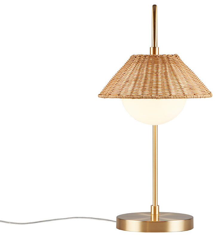 INK+IVY Laguna Rattan Weave Shade Table Lamp, Gold/Natural